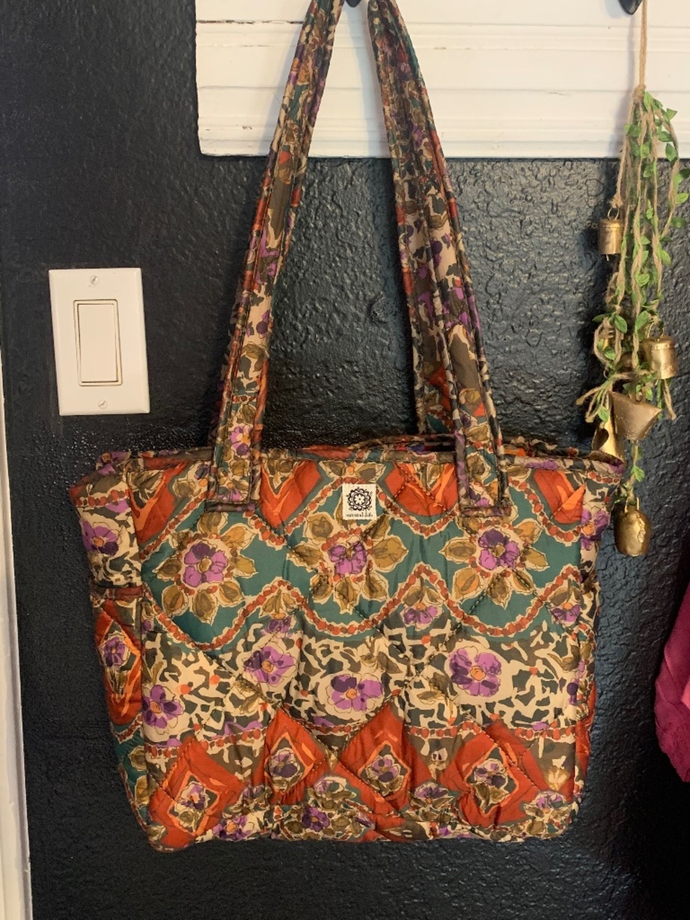 Natural Life BOHO puffy reversible handbag